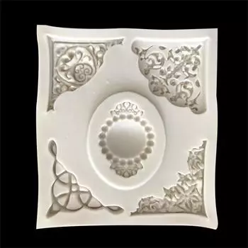 Винтажная кружевная угловая тисненая доска силиконовая форма европейская ювелирная помадка торт шоколад мыло форма украшение инструмент для выпечки серый