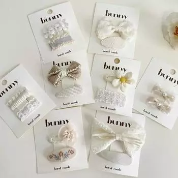 Винтажная кружевная заколка для волос с бантом для маленьких девочек, европейский стиль в стиле ретро с цветочным дизайном, челка сбоку для девочек, милый детский головной убор