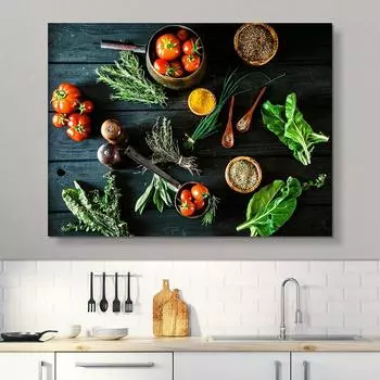 Винтажная кухня с ягодами, приправа, натуральные овощи, кухонная утварь, печать на холсте, настенная живопись для ресторана, домашний декор, постер 21x30cm No Framed белый