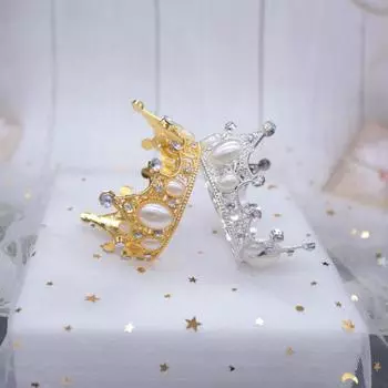 Винтажная кукла сплав жемчужная корона красивая принцесса детский день рождения торт выпечка украшение орнамент золотой