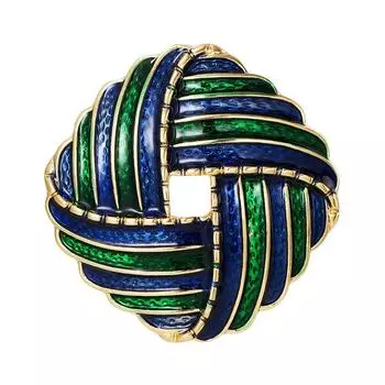 Винтажная квадратная полосатая брошь в стиле суда, средневековая симметричная эмалевая булавка, аксессуары для пиджака зелёный