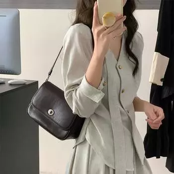 Винтажная квадратная сумка на одно плечо из коровьей кожи растительного дубления, сумка-мессенджер с раскладушкой, сумка через плечо Niche Commuter из натуральной кожи One Size чёрный