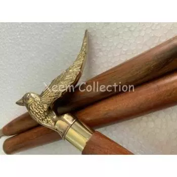 Винтажная латунная дизайнерская ручка с головой птицы в викторианском стиле деревянная трость трость подарок