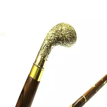 Винтажная латунная красивая дизайнерская ручка с деревянной тростью дерби трость латунная трость