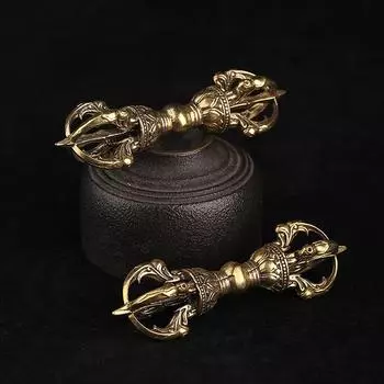 Винтажная латунная миниатюрная фигурка пестика для фэн-шуй, домашний декор, буддийский магический пестик, бронзовые украшения жёлтый