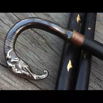 Винтажная латунная ручка со слоном в античном стиле викторианская трость деревянная трость 36 Inch чёрный