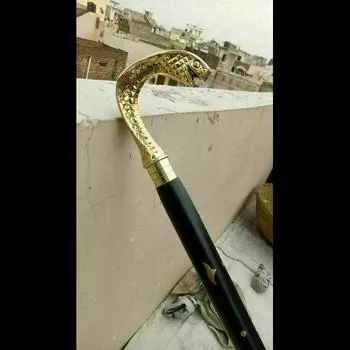 Винтажная латунная ручка в виде головы змеи в викторианском стиле, круглая деревянная трость в стиле трости M аэро