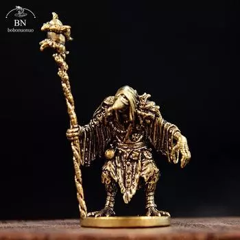 Винтажная латунная статуэтка птицы-колдуна Настольные украшения Украшения для дома Изделия ручной работы Фигурки знахаря Миниатюры Аксессуары