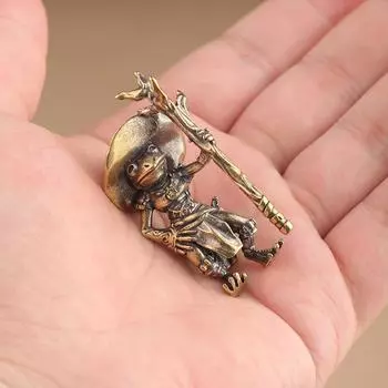 Винтажная латунная статуэтка волшебника-лягушки, настольное украшение, металлические милые фигурки, миниатюры, украшения для дома и офиса, украшения для автомобиля