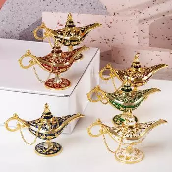 Винтажная Легенда Лампа Аладдина Волшебный Джинн Желающий Свет Настольный Декор Ремесла Для Дома Свадебные Украшения Подарок Для Партии Домашний Декор зелёный
