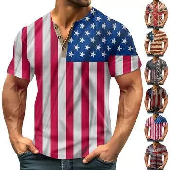 Винтажная летняя мужская футболка, уличная одежда, 3 пуговицы, свободная одежда, футболка с коротким рукавом и принтом L чёрный