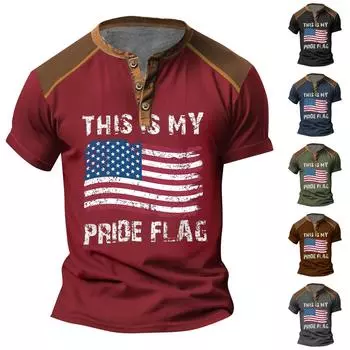 Винтажная летняя мужская футболка, уличная одежда, 3 пуговицы, свободная одежда, футболка с коротким рукавом и принтом L