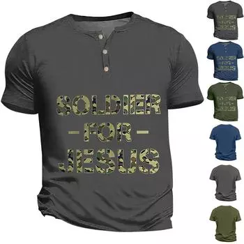 Винтажная летняя мужская футболка, уличная одежда, 3 пуговицы, свободная одежда, футболка с коротким рукавом и принтом L синий