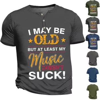 Винтажная летняя мужская футболка, уличная одежда, 3 пуговицы, свободная одежда, футболка с коротким рукавом и принтом L синий