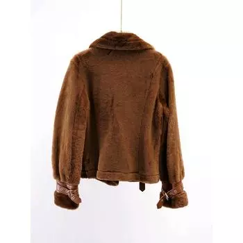 Винтажная локомотивная куртка Майяра из мериносовой шерсти с интегрированным мягким вощеным мехом, женская одежда h276 S 36