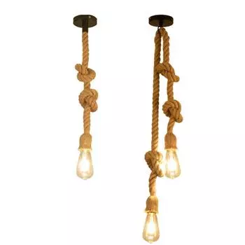 Винтажная люстра из пеньковой веревки, подвесные светильники, кофейная люстра, бар, потолочный светильник(без лампочки) Double head 2m