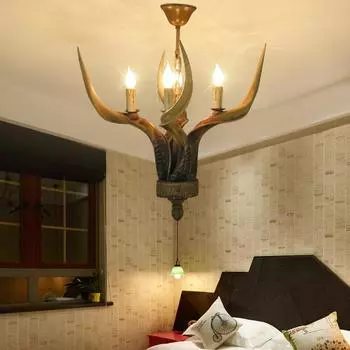 Винтажная люстра из рога оленя, креативная люстра из рога из смолы для гостиной, ресторана, бара, украшение для проживания в семье, люстра 4 headlamps