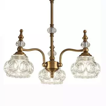 Винтажная люстра из золотого стекла с матовой матовой отделкой из античной бронзы