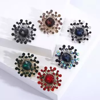 Винтажная маленькая хрустальная брошь в виде одуванчика, элегантный дворец, винтажная атмосферная одежда, аксессуары, металлический значок красный