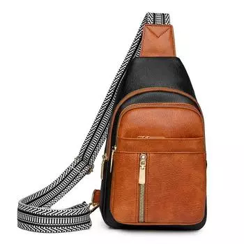 Винтажная маленькая нагрудная сумка, женская сумка через плечо с цветными блоками, мягкая кожаная сумка на плечо, поясная сумка чёрный