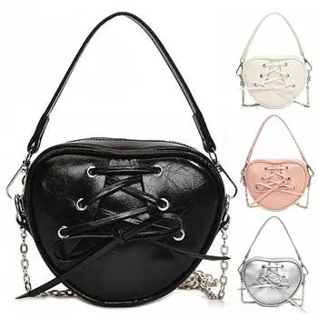 Винтажная маленькая сумка на плечо с цепочкой Y2K, кошелек в форме сердца, розовая сумка-тоут из искусственной кожи, готическая модная женская сумка через плечо белый