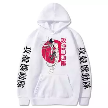 Винтажная манга Ghost Soldier Ghost In The Shell аниме-толстовка с капюшоном Kusanagi Motoko Толстовка Harajuku Мужская Женская Одежда Уличная одежда XS чёрный