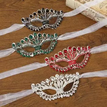 Винтажная маска для лица со стразами, роскошная танцевальная вечеринка, модная маскарадная маска унисекс Green-B