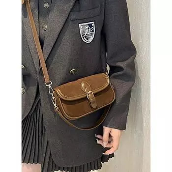 Винтажная матовая подмышечная маленькая квадратная сумка женская текстурированная универсальная сумка через плечо с клапаном модная женская сумочка