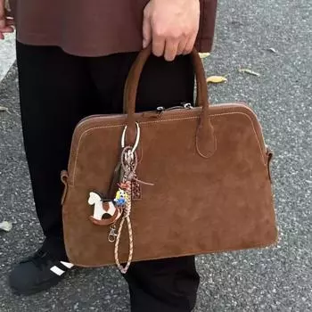 Винтажная матовая замшевая сумка-ракушка для женщин, новая вместительная сумка-тоут для поездок на работу через плечо