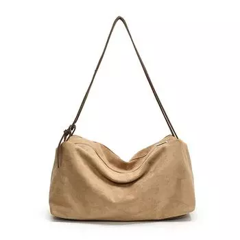 Винтажная матовая замшевая сумка-тоут женская сумка 2024 осень и зима новая большая вместительная сумка для поездок на работу сумка через плечо сумка через подмышку чёрный