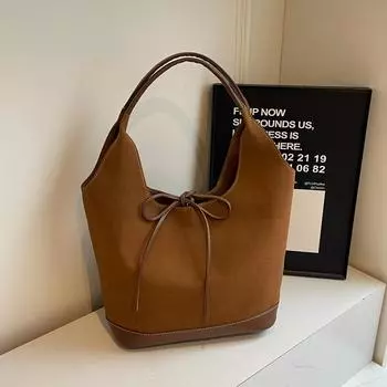 Винтажная матовая женская сумка большой емкости осень-зима из искусственной замши сумки-ведра новые женские сумки для поездок на работу