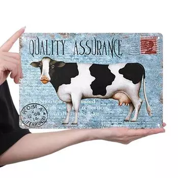 Винтажная металлическая палочка Kuh Blechschild Rechteckiges Eisen Gemlde Wand Home Bar Dekor 30