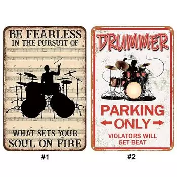 Винтажная металлическая пластина барабанная установка прямоугольная железная картина настенное искусство домашний бар декор A 1