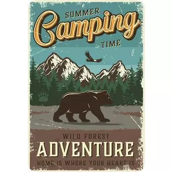 Винтажная металлическая пластина для кемпинга, прямоугольная железная картина, настенное искусство, домашний бар, декор 4