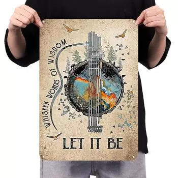 Винтажная металлическая пластина LET IT BE прямоугольная железная картина настенное искусство Декор 30x40 см ~G