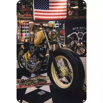 Винтажная металлическая пластина Moto прямоугольная железная картина настенное искусство домашний декор 20x30 см