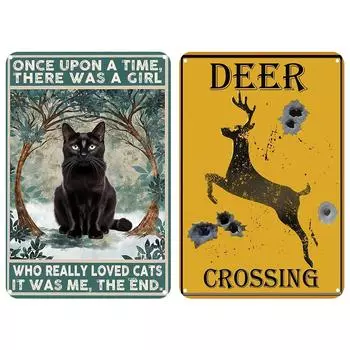 Винтажная металлическая пластина с изображением животных, прямоугольная железная картина, настенное искусство, домашний бар, декор 2