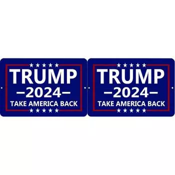 Винтажная металлическая пластина Trump 2024, прямоугольная железная картина, настенный домашний декор, 30x20 см