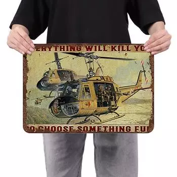 Винтажная металлическая пластина вертолеты прямоугольная железная картина домашний декор 40x30 см