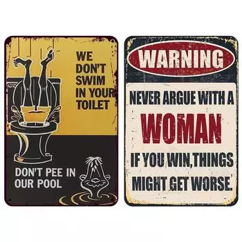 Винтажная металлическая табличка с предупреждением, прямоугольная железная картина, настенное искусство, домашний бар, декор 2