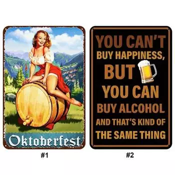 Винтажная металлическая тарелка алкоголь прямоугольная железная картина настенное искусство домашний декор 1