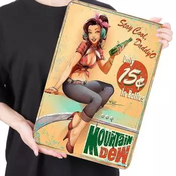 Винтажная металлическая тарелка Девушка прямоугольная железная картина настенное искусство домашний декор 30x40 см ~