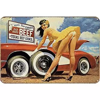 - Винтажная металлическая тарелка Девушка прямоугольная железная картина настенное искусство домашний декор 40x30 см