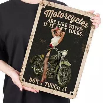 Винтажная металлическая тарелка Девушка прямоугольная железная картина настенное искусство бар Декор 30x40 см #