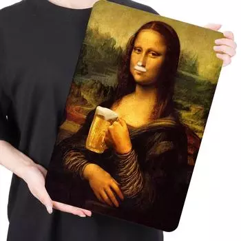 - Винтажная металлическая тарелка Мона Лиза Пиво Прямоугольная железная картина Декор 30x40 см