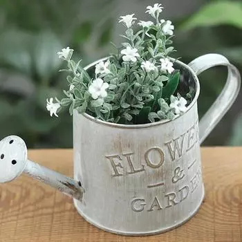Винтажная металлическая ваза для цветов, железная лейка в форме деревенского фермерского декора с ручкой, украшение для дома высотой 3,3 дюйма