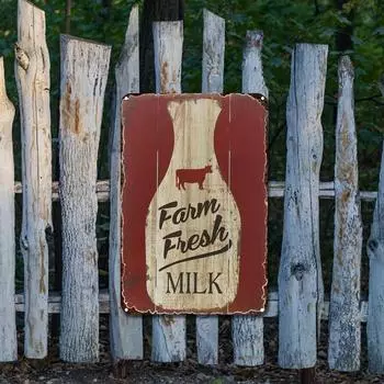 Винтажная металлическая жестяная вывеска с изображением коровьего молока, прямоугольная железная картина, декор для стен дома