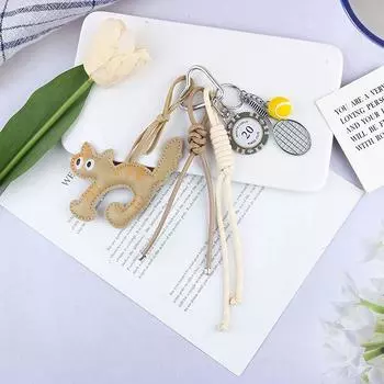 Винтажная Милая Осенняя Зимняя Кожаная Колбаса Собака Кошка Брелок Сумки Подвеска Для Мужчин Женщин Модная Универсальная Подарок на Мобильный Телефон Цепочка A1