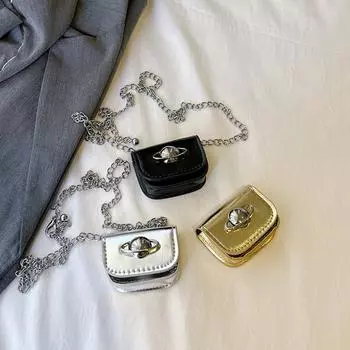 Винтажная мини-сумка на цепочке, дамская сумочка-кошелек для монет, женская декоративная маленькая квадратная сумка из искусственной кожи чёрный