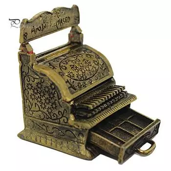 Винтажная миниатюрная коллекция кассовых аппаратов с резьбой и открытой розыгрышем для кукольного домика 1/12